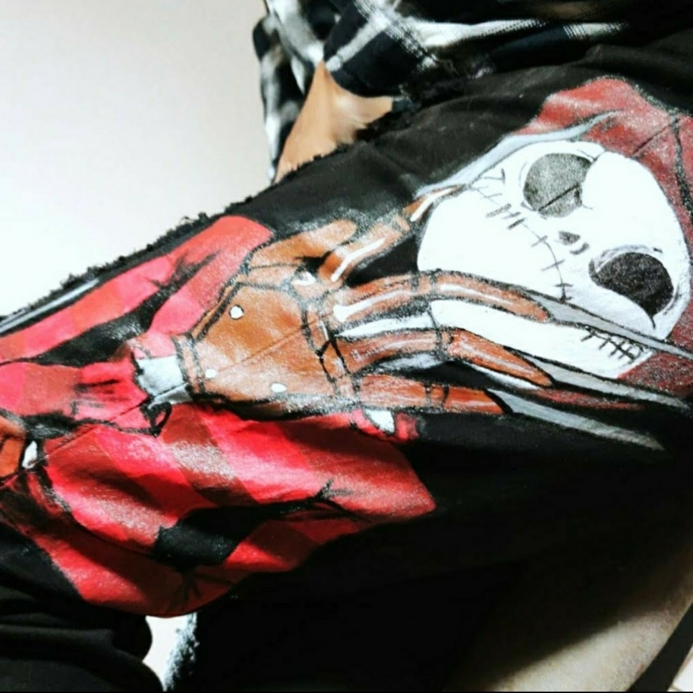 Custom Painted Jack Skellington Capri Pants